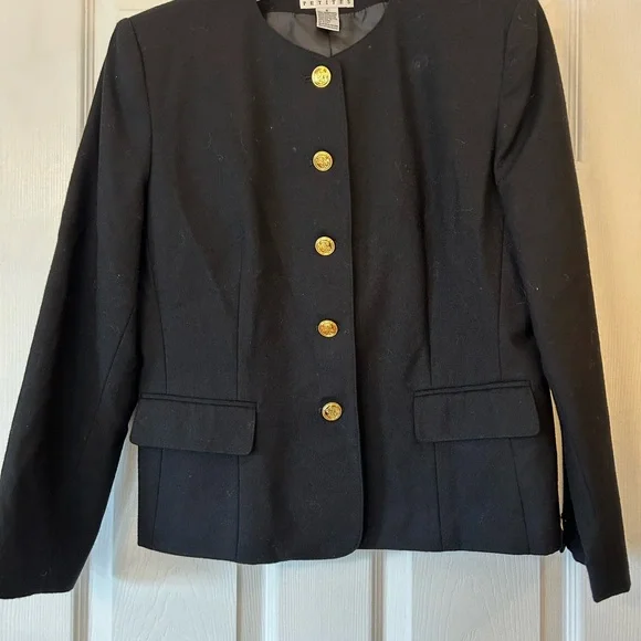 Talbots wool blazer black size 8P gold buttons - Picture 10 of 10